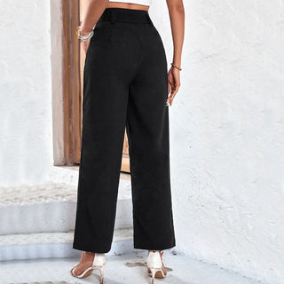 Black High-Waisted Wide-Leg Pants for Women