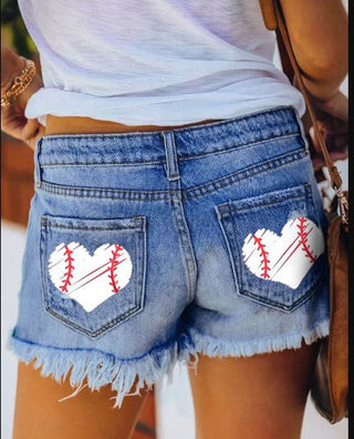 Fringed Denim Button Fly Shorts for Women (Hot Pants)